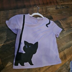 SHEIN Lilac Cat Graphic Kids Tee